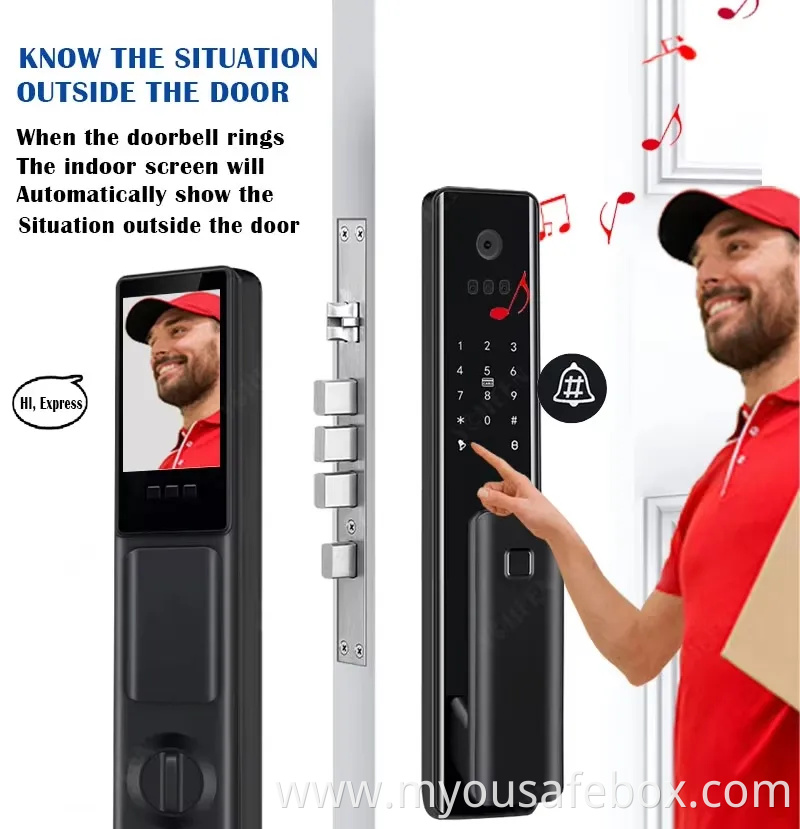 Lock Manufacturer WiFi Digital Card Security Safe Electronic Fingerprint Remote Control Smart Door Lock with Camera and Audio